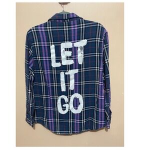 Cakeworthy X Disney Frozen Olaf Plaid Flannel Shirt  "Let It Go" Graphic Size‎ L